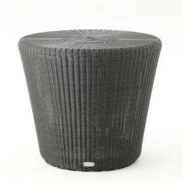 Cane-line KIngston Footstool, Side Table ø46cm Graphite 5348LG |Durable Outdoor Furniture on ilumia