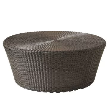 Cane-line Kingston Footstool, Side Table ø75cm Mocca-5349L |Durable Outdoor Furniture on ilumia