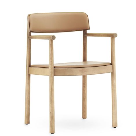 1401620 Timb drewniany fotel stołowy tapicerowany- jesion, skóra Camel Normann_Copenhagen ilumia