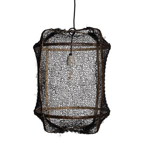 Z5 Ayilluminate lampa wisząca Ø42cm z ręcznie tkaną siatką z sizalu, czarny-ilumia