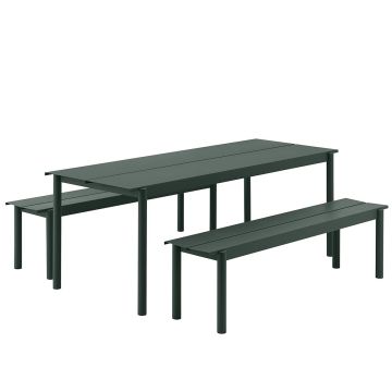 Linear-steel-outdoor-set-200x75-dark-green-Muuto-ilumia