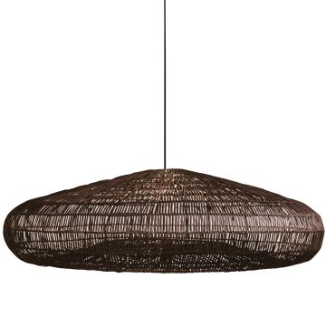 Topi Ay illuminate Duża, Czarna Rattanowa Lampa Wisząca Ø110cm| Naturalny Design w ilumia.pl