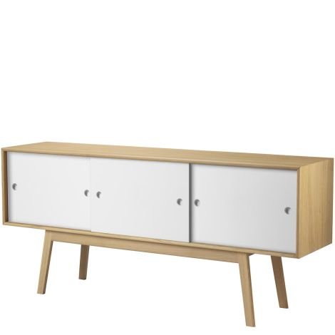 Butler_A85_duża_komoda_drewniana_z_przesuwnimi_drzwiczkami_dąb_FDB_Mobler_ilumia