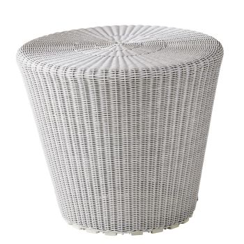 Cane-line KIngston Footstool, Side Table ø46cm White Grey- 5348LW |Durable Outdoor Furniture on ilumia