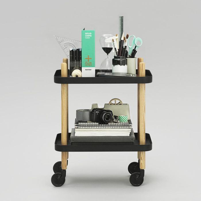 Block Mobile Side Table e Ø45cm- Black/ Ash