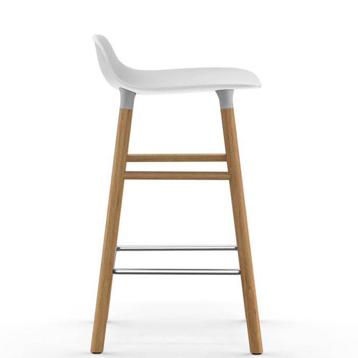 Form Barstool 65cm Wood Base - White/ Oak