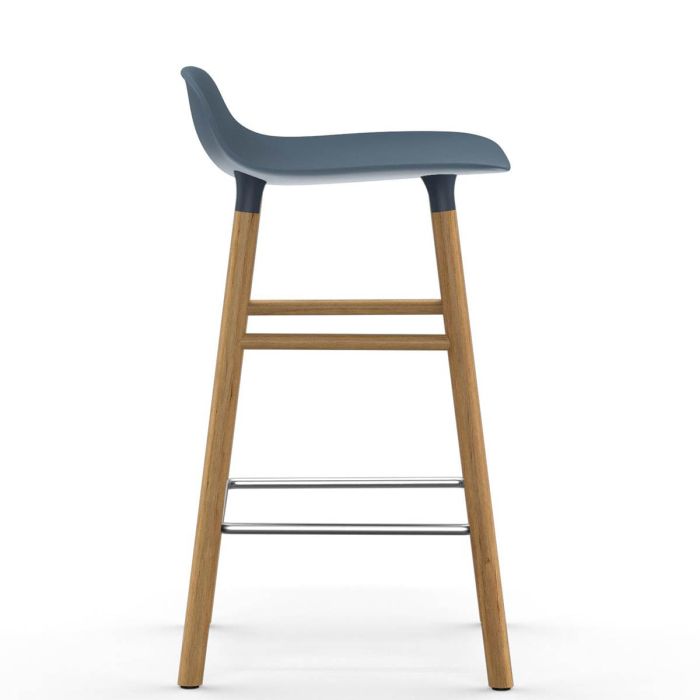 Form Barstool 65 cm Wood Base - Blue/ Oak