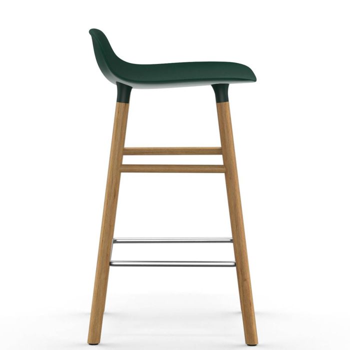 Form Barstool 65 cm Wood Base - Green/ Oak