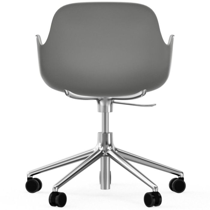 Form Armchair Swivel with Castors and Gaslift - Grey/ Alu