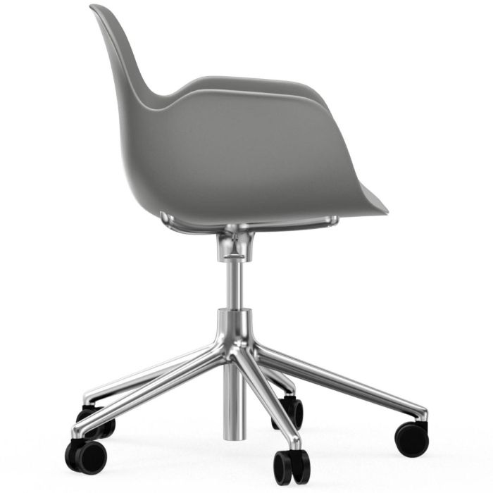 Form Armchair Swivel with Castors and Gaslift - Grey/ Alu
