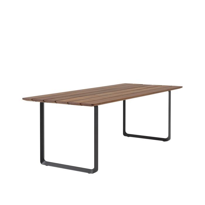 6x Fiber Outdoor Armchairs - Black + 70/70 Outdoor Table 225cm - Sapele Mahogany/Grey