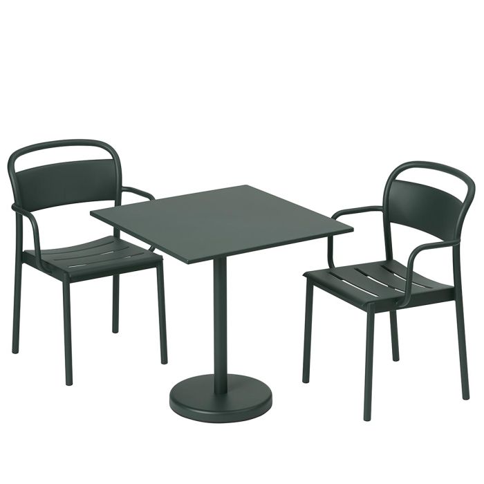 Linear-steel-armchair-cafe-table-70x70-h73-dark-green-detail-Muuto-ilumia