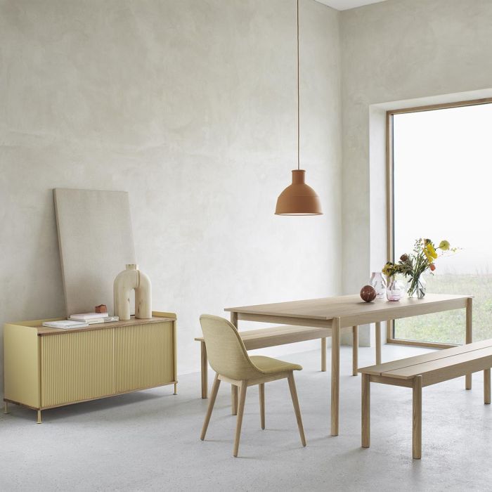 Linear-wood-oak-fiber-side-chair-oak-enfold-sideboard-oak-sand-unfold