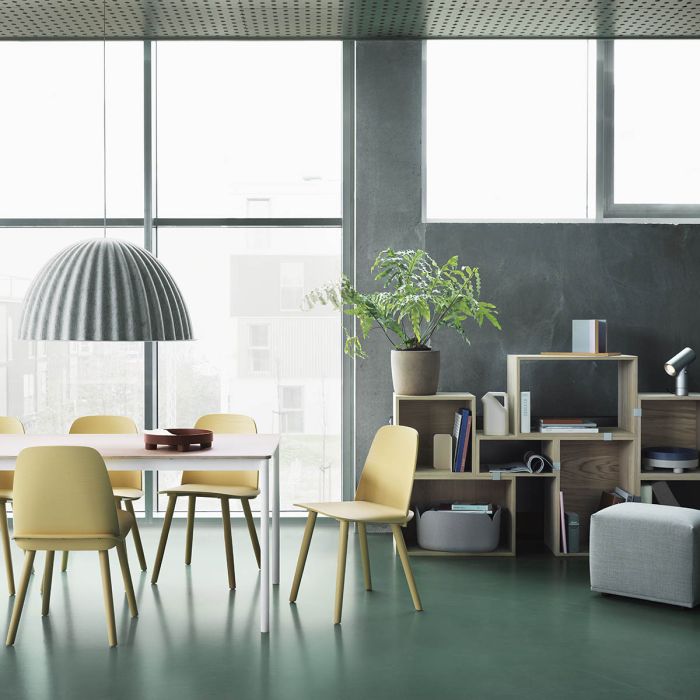 nerd-chair-sand-yellow-under-the-bell-lamp-echo-pouf-beam-lamp-muuto-ilumia