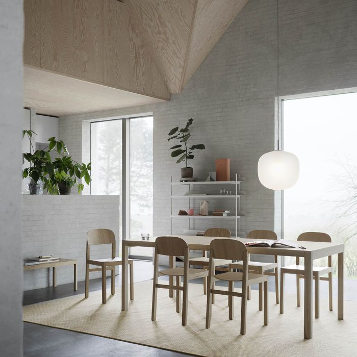 Workshop-table-200x92-linoleum-chair-oak-rime-pendant-ply-yellow-muuto-ilumia