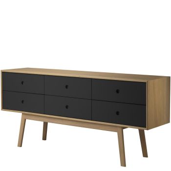 Butler_A86_komoda_drewniana_z_6_szufladami_dąb_czarny_FDB_Mobler_ilumia