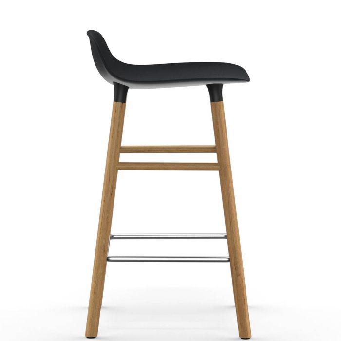 Form stołek barowy na drewnianej podstawie 65cm - czarny/ dąb