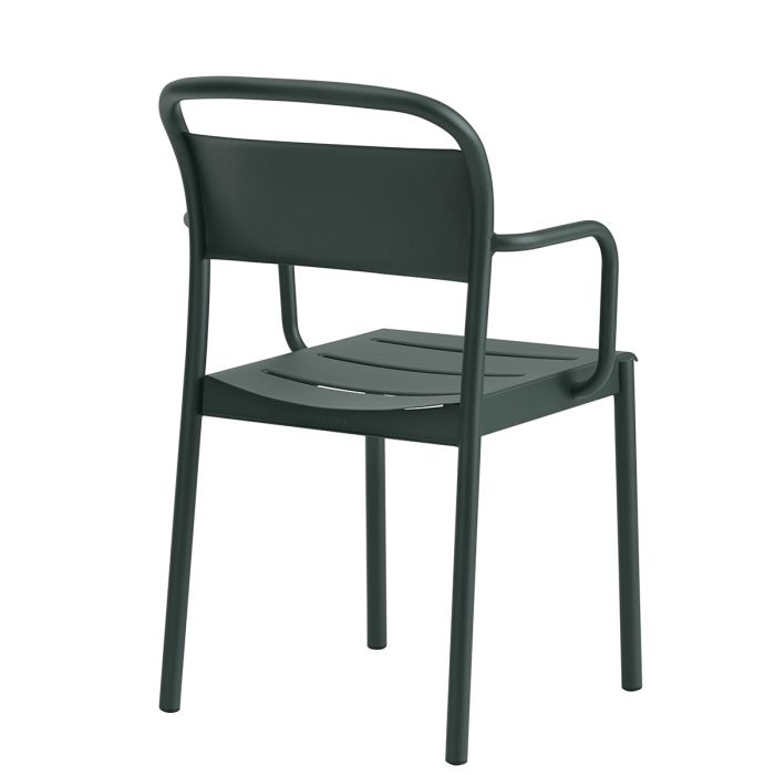 Linear Muuto krzesło ogrodowe z podłokietnikami, tył- ciemnozielony- ilumia